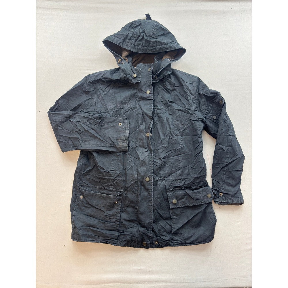 Pacific Trail Womens Black Utility Jacket Flannel Lined Hooded Field Coat Small